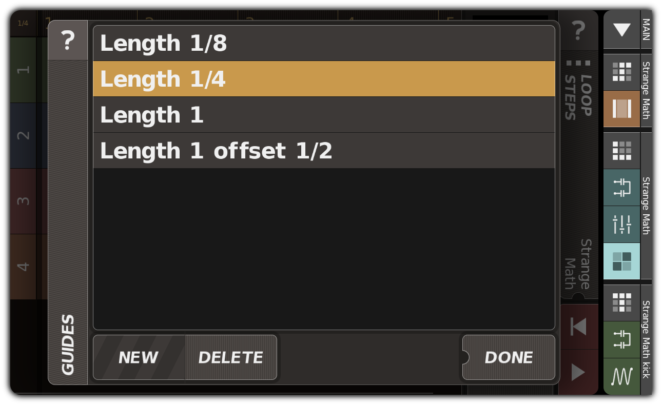 GUIDES dialog