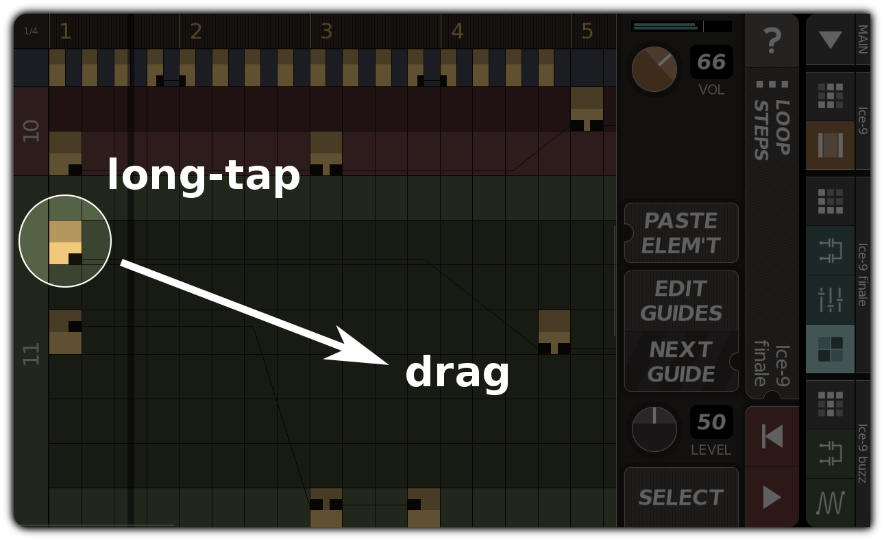 Dragging a set step