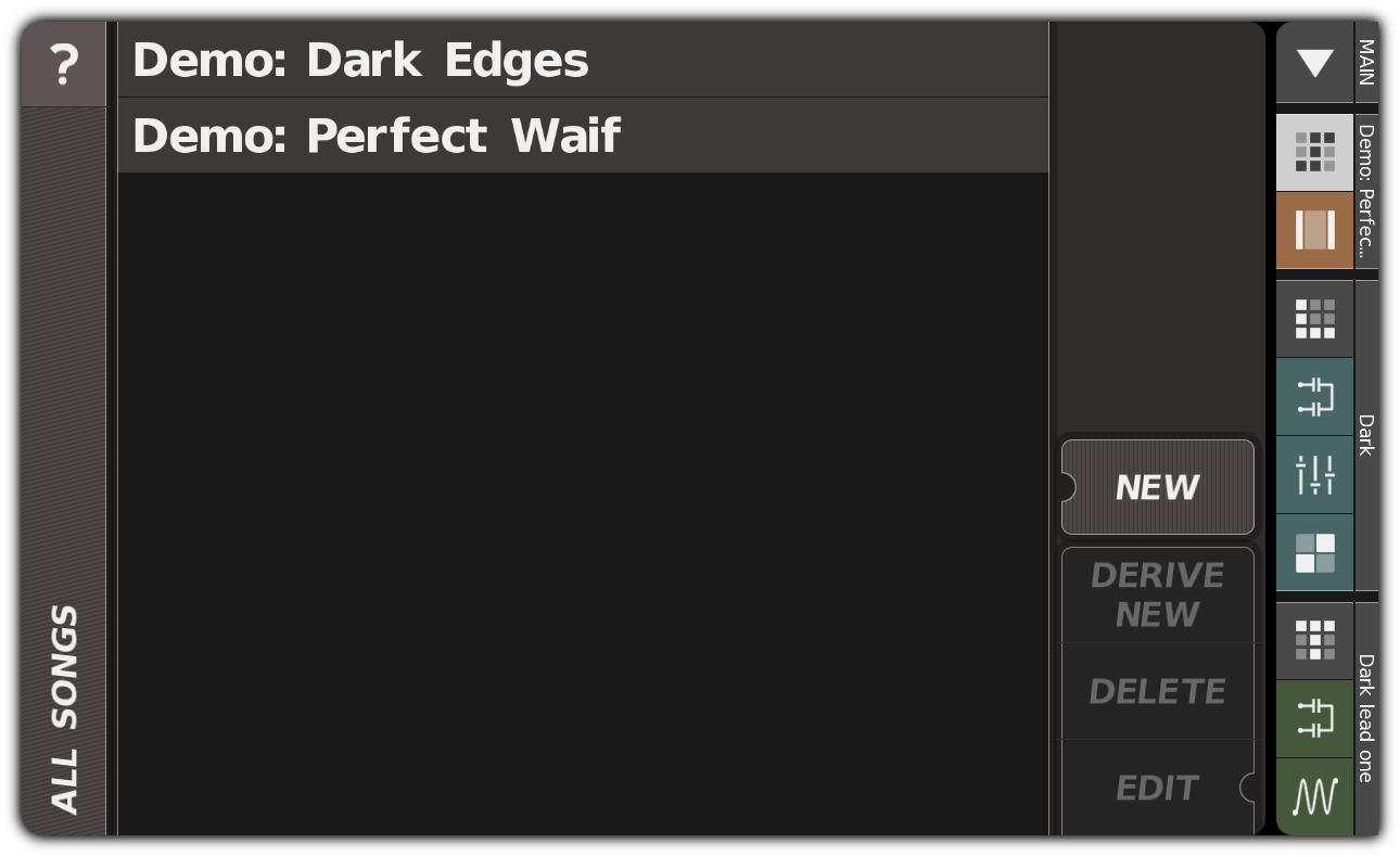 ALL SONGS dialog